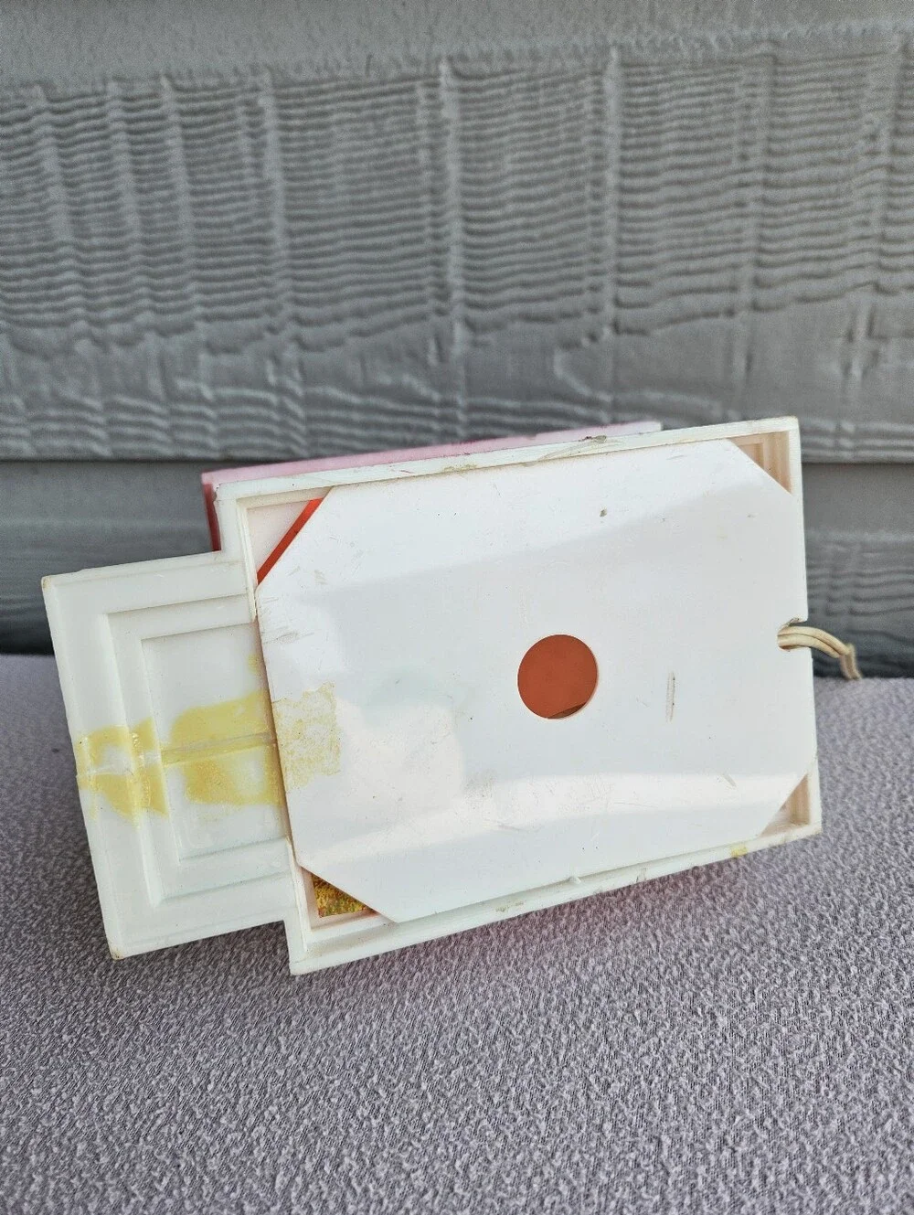 VTG Glolite Light Up Plastic Church White Red Roof Stained Glass Windows Holiday